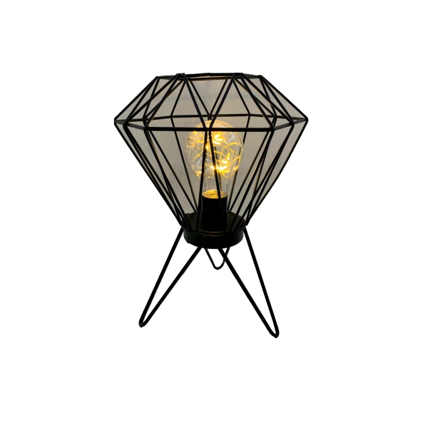 Luminária Metal Diamante Tripé Preta